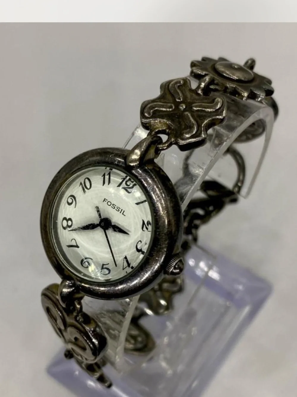 *** Fossil  ^^^ Women's Silver-Tone Floral Link Bracelet Watch - Silverwear ❤️